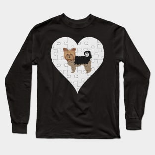 Yorkshire Terrier Heart Jigsaw Pieces Design - Gift for Yorkshire Terrier Lovers Long Sleeve T-Shirt